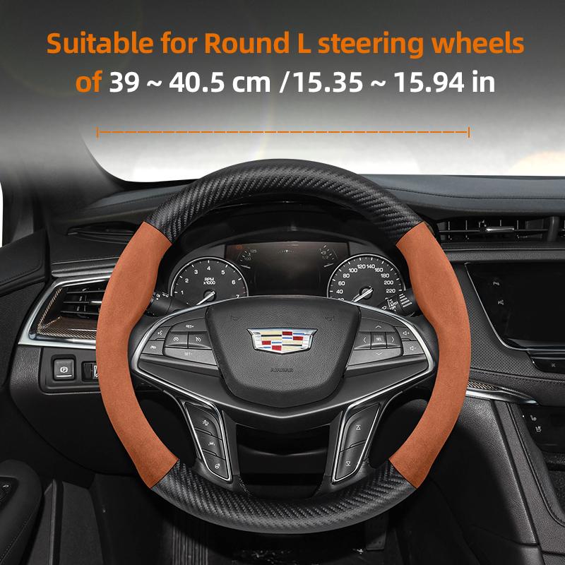 Para Cadillac Funda de Volante de Fibra de Carbono y Gamuza Compatible con ESCALADE ESV CT4 CT5 CT6 XT4 XT5 XT6 LYRIQ ATS CTS SRX XLR