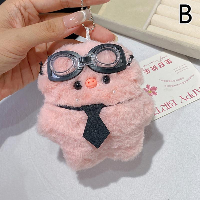 Kawaii Pink Pig Keychain Plush Stuffed Soft Chirping Pig Pendant For School Bag Cartoon Keyring Squeak Rabbit Doll Birthday Gift