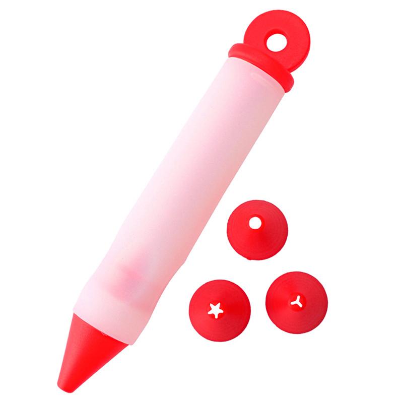 

Силиконовая ручка для написания еды, инструменты для украшения шоколада, кремовая чашка, инструмент для выпечки торта красный