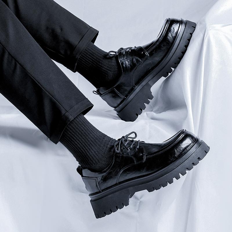 Trendy and Fashionable Hot Selling Man Leather Men's Shoes with Thick Soles and Elevated Height  Youth and Adult Party Shoes