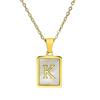 Small Pendant Gold Titanium Steel Necklace English Letter Design Shiny Chain Hypoallergenic for Women Everyday Wear