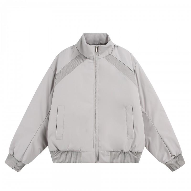 Winter Oversized Cotton Puffer Jacket Men Women Warm Thick Box Fit Stand Collar Casual Outerwear In Gray Black Purple