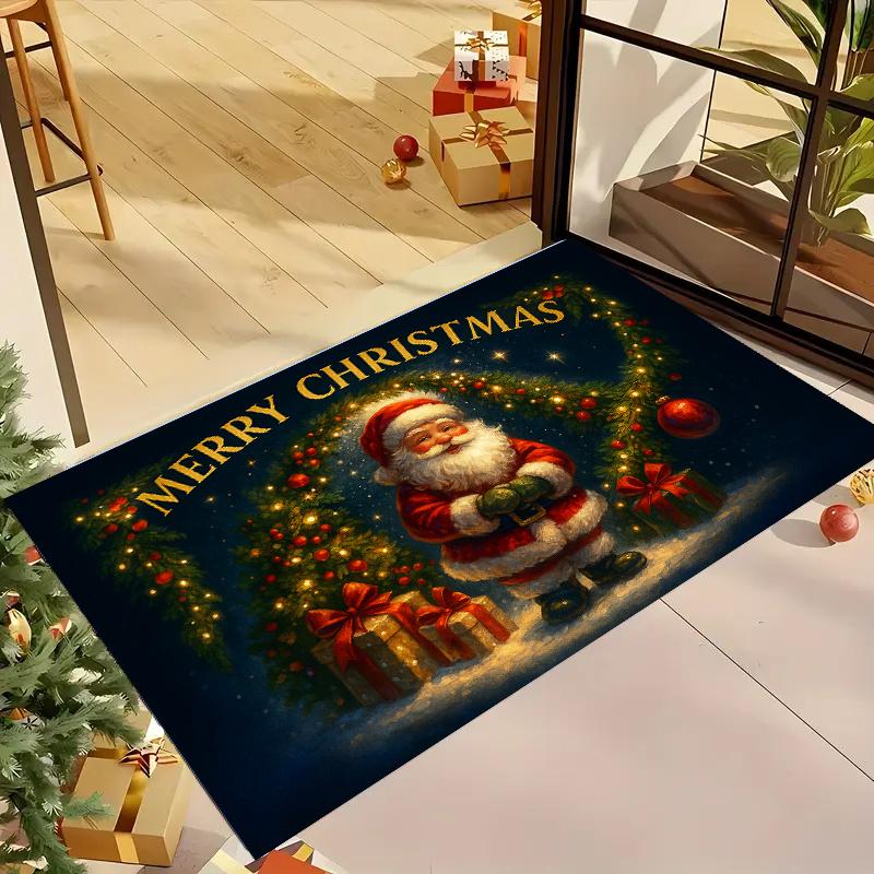 

1 шт. Кухонные коврики против усталости Рождественский Санта-Клаус Водонепроницаемый Нескользящий Толстый Мягкий Кухонный Коврик Сверхпрочный Комфортный Коврик для Стояния для Кухни 40*60cm