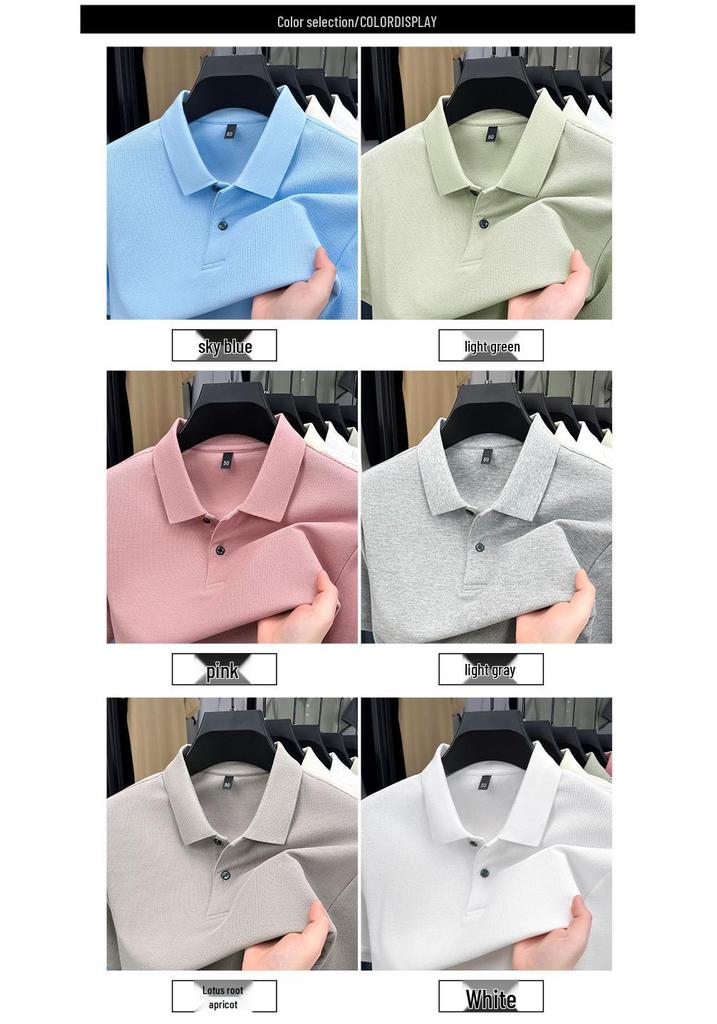 Men's Summer 2025 Pure Cotton Short Sleeve Lapel T-shirt