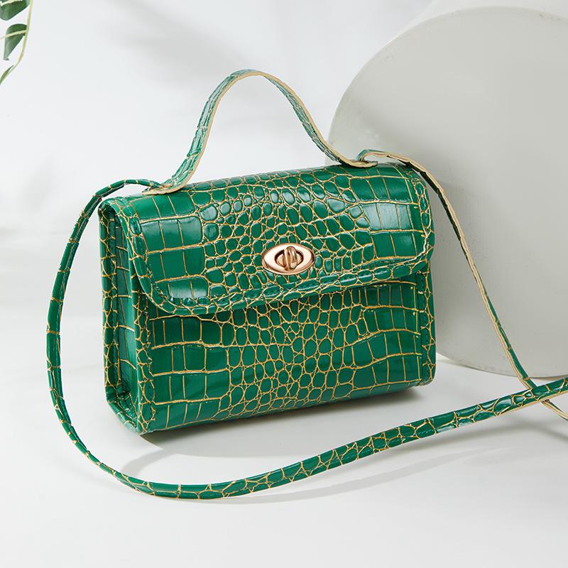 

Новая маленькая квадратная сумка с крокодиловым узором, женская сумка для мобильного телефона, высококачественная женская сумка через плечо зелёный