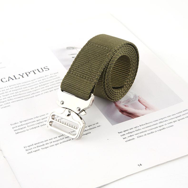 Solid Color Durable Canvas Belt With Fastopen Plastic Buckle For Leisure Sports