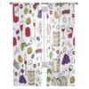 Wine Sketch Vintage Sheer Curtains for Living Room Transparent Tulle Window Treatments Bedroom Kitchen Home Decor Veil Drapes