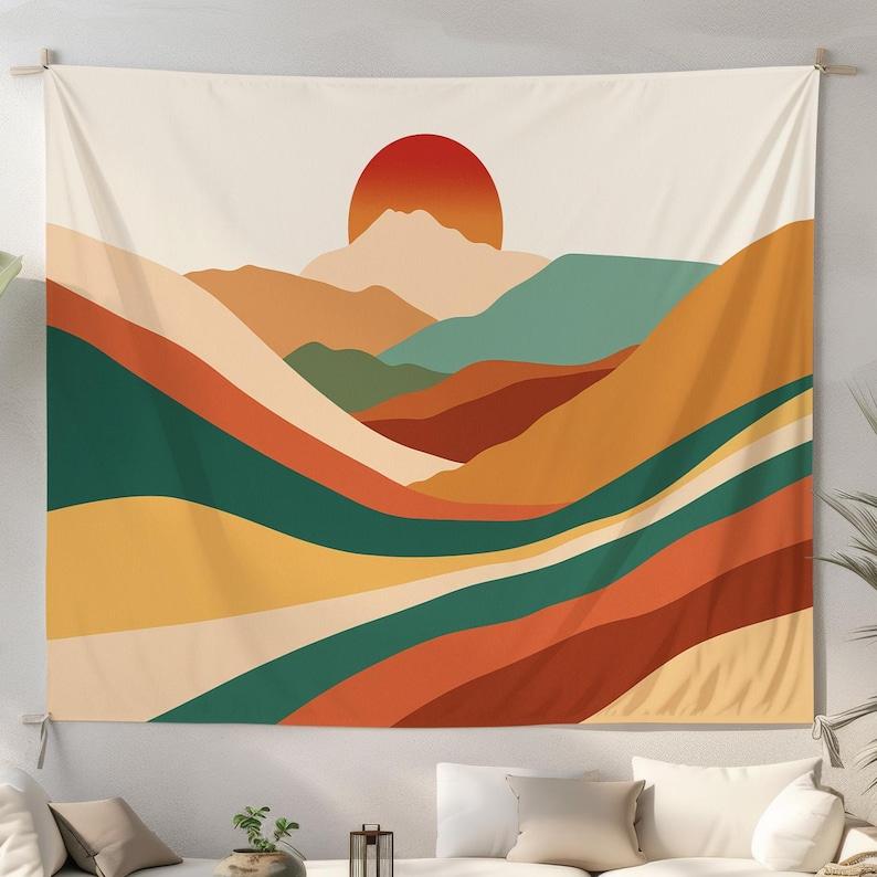 Abstract Mountain Sunset tapestry 75x100 чёрный