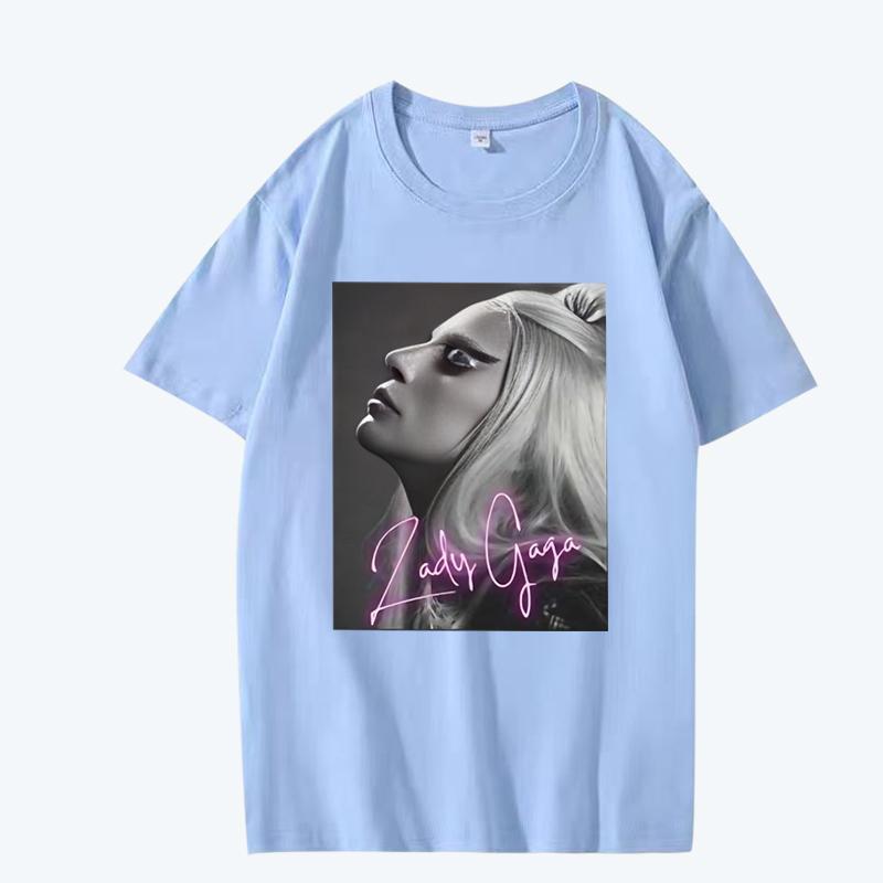 Lady Gaga Hudební zpěvačka Tričko Unisex Dámské Oversized 100% Bavlna Horký Výprodej Krátký Rukáv Letní Módní Potisk Unisex Větší Velikosti Topy