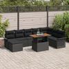VidaXL 9-Piece Garden Dining Set with Cushions Black Poly Rattan Acacia 3349372