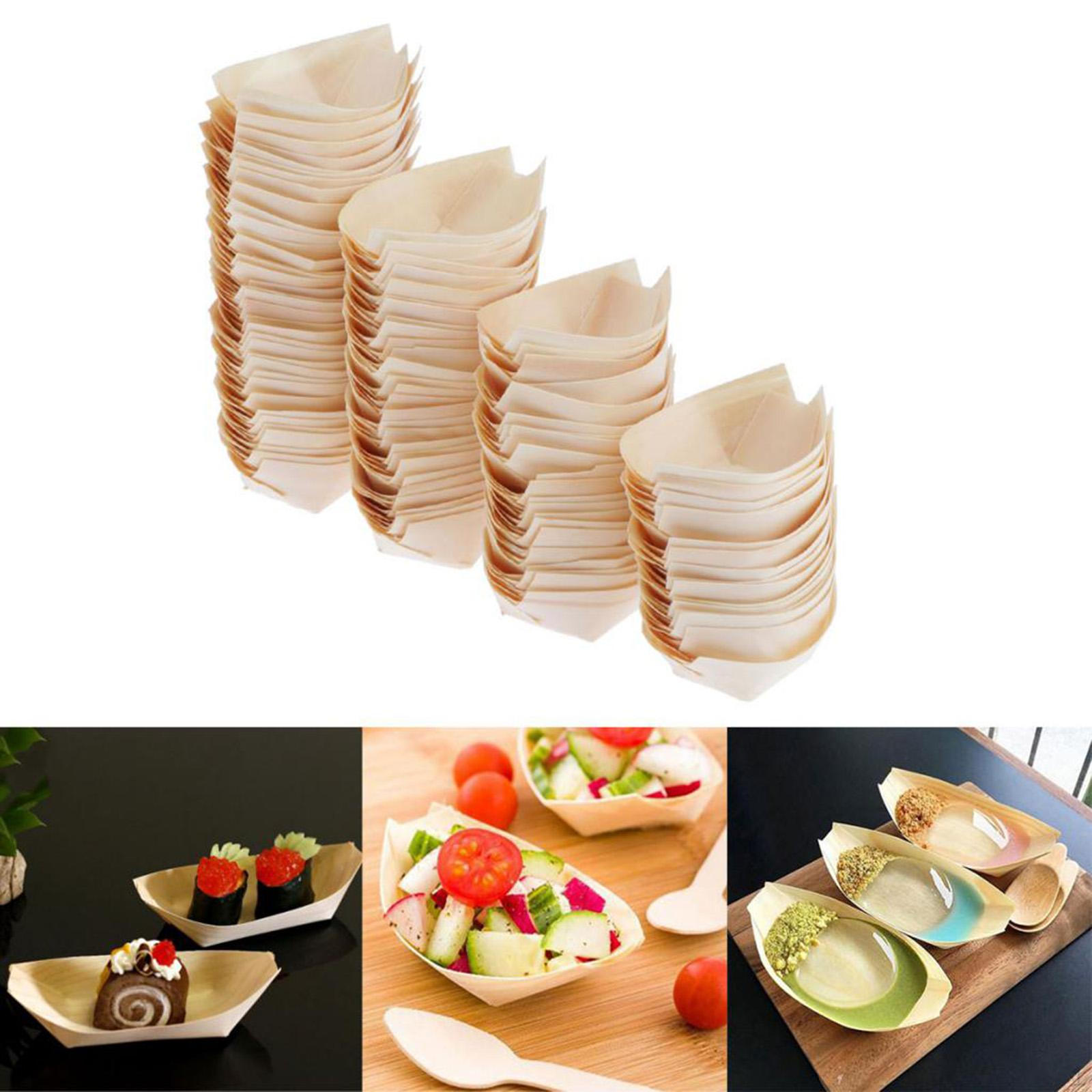 100 Pieces Disposable Sashimi Plate, Boat Food Container Desserts Appetizer Japanese Multipurpose 19.5cmx10.0cm