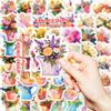 50/100PCS Flowers Handheld Various Flowers Graffiti Stickers Booklet Luggage Decoration Notebook Stationery Pen Holder Stickers