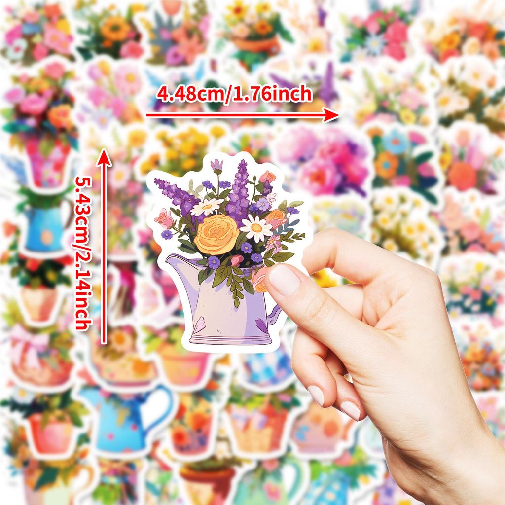 50/100PCS Flowers Handheld Various Flowers Graffiti Stickers Booklet Luggage Decoration Notebook Stationery Pen Holder Stickers