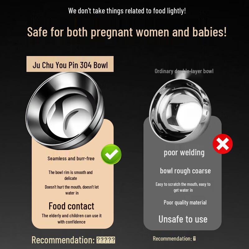 Shu Chu 304 Stainless Steel Double-Layer Insulated Bowl