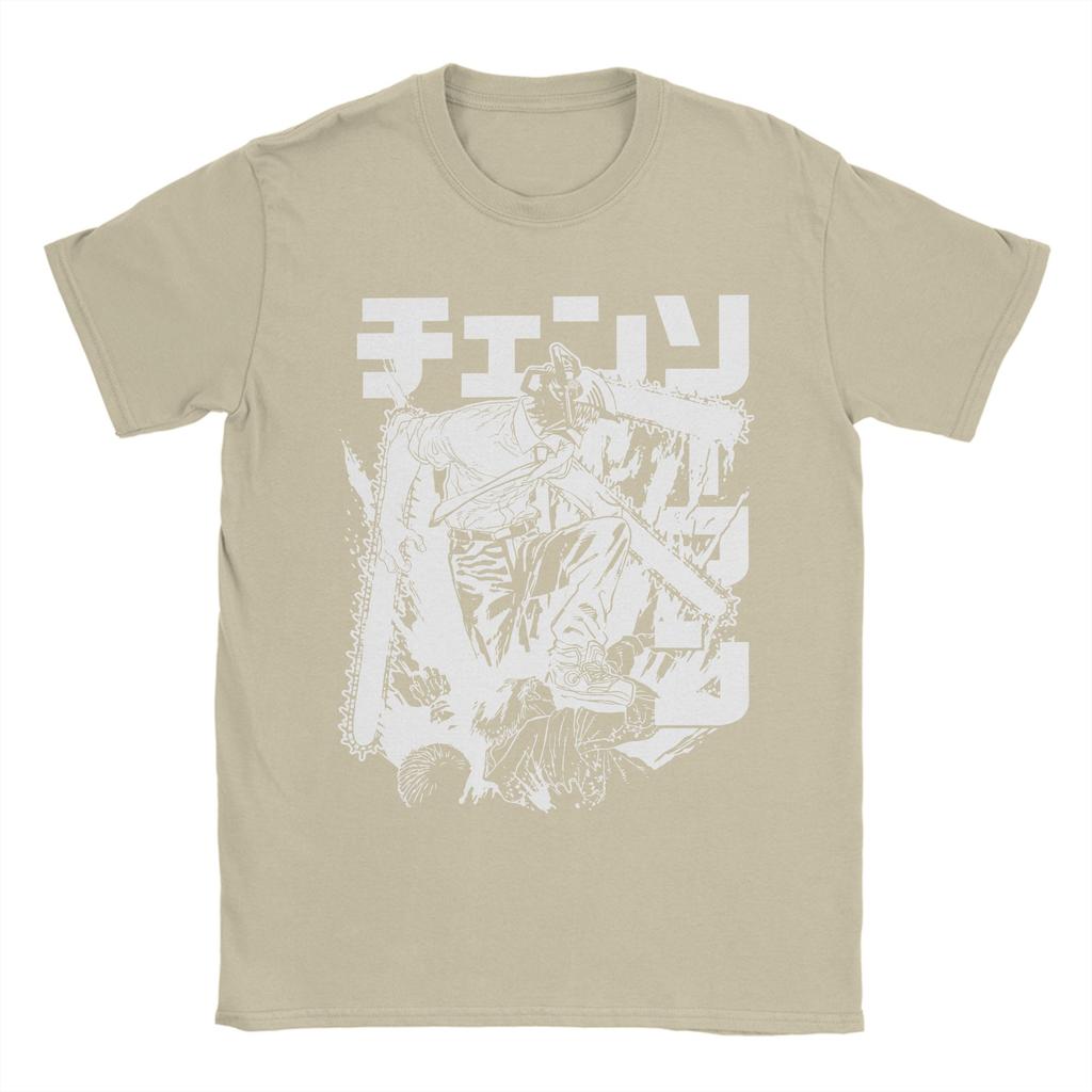 Hip Hop Chainsaw Warrior Tshirts Men 100Cotton Short Sleeve Chainsaw Man Manga Denji Devil Makima Anime Summer Clothing
