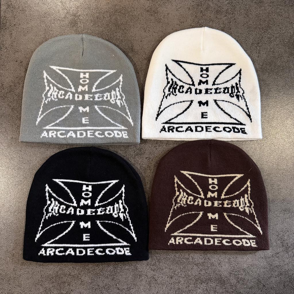 Urban Cross Streetwear Letter Knitted Cap With Acrylic Material For Style Casual