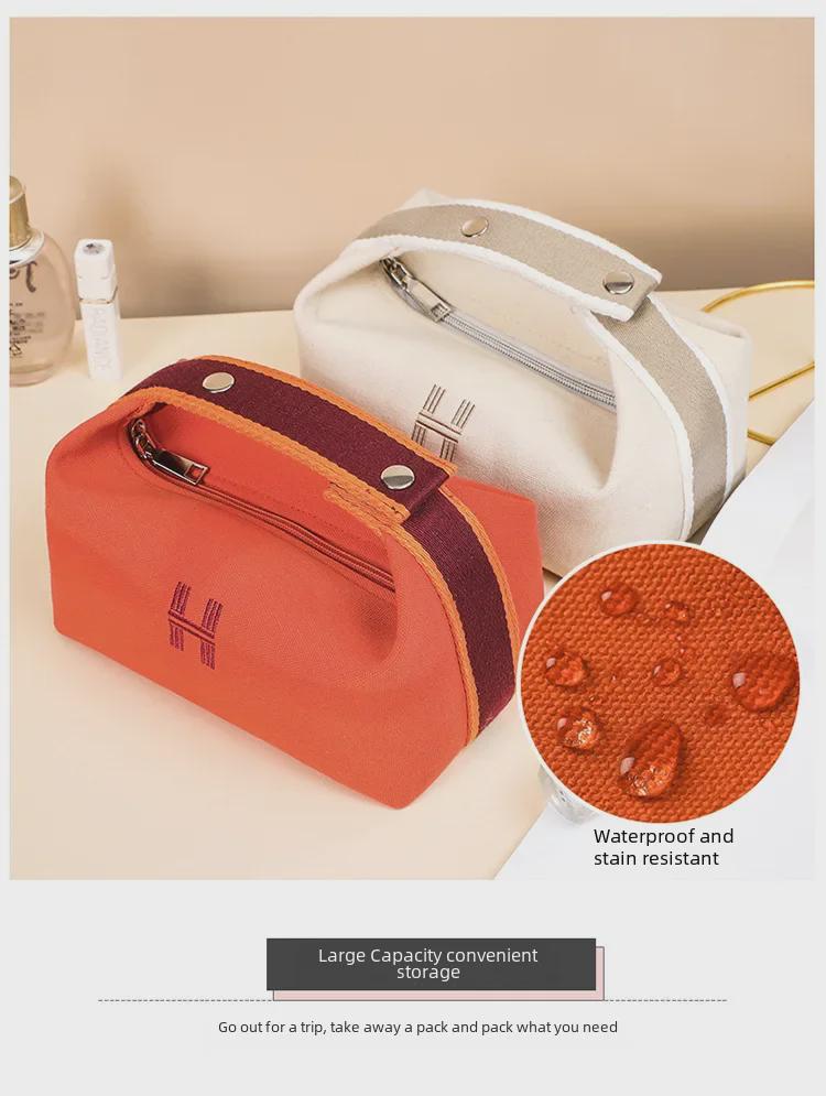 High-Quality Canvas Cosmetic Bag: Portable, Stylish, Spacious Toiletry Storage for Women