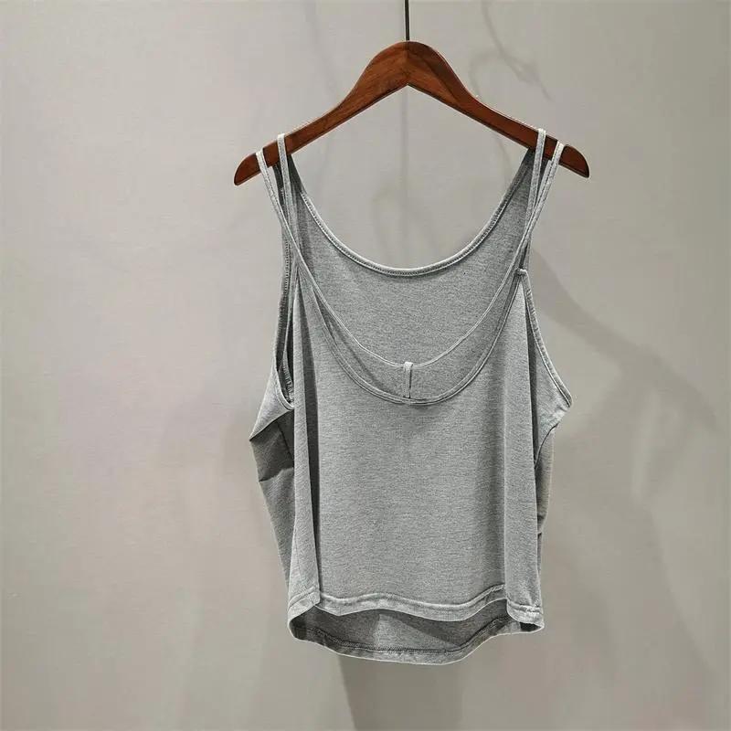 Camisole for Women Sleeveless T-shirt Loose Fit Plus Size Lace Camisole Top Layered Underneath Sleeveless Vest Tank Top XL серый