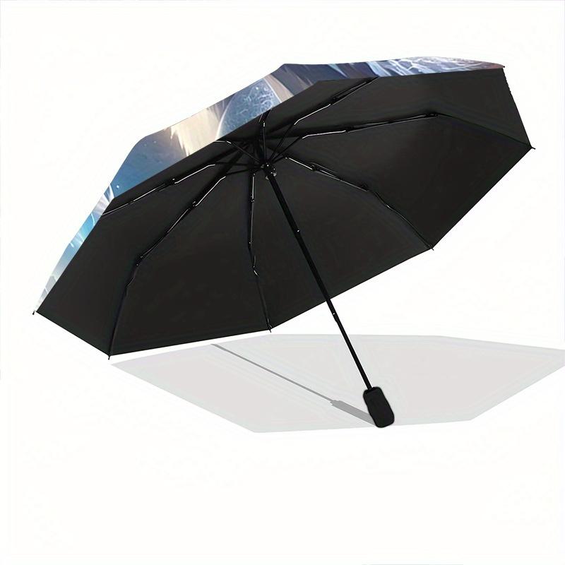 1pc Mythical Dragon Soaring Above Celestial Waters Automatic Opening/Closing Umbrella with Portable Tri-Fold Design, 8-Bone Iron Frame - Outdoor