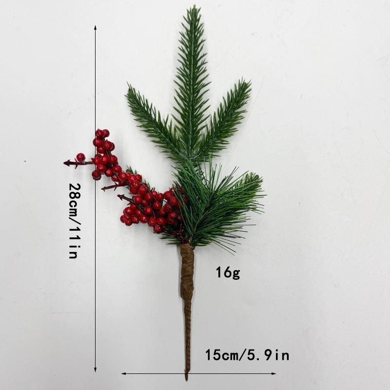 Christmas Cuttings Pine Needles Pine Cones Flower Branches Accessories Simulation Red Fruit Gift Box Decoration