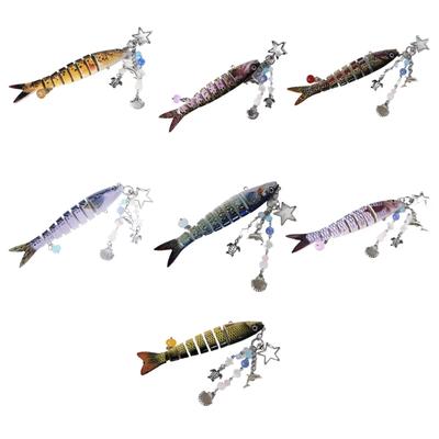 Flerfarget perlearbeid Fisk Nøkkelholder Swimbait Mobiltelefon Lanyard Håndlaget Nøkkelring Dekorasjon Vesketilbehør for Kvinner