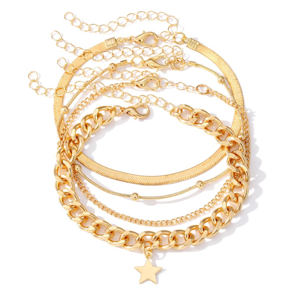 

2023 Подарок другу Браслет из бисера Универсальные украшения для парных вечеринок Простой золотой роскошный браслет Мода Летний пляж Женская цепочка для ног Цепочка из змеиной кости золотой