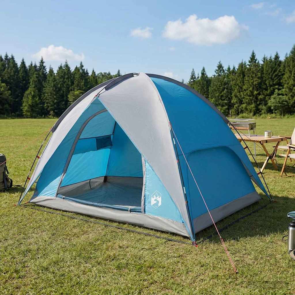 Camping Tent with Rain Fly Waterproof Blue 245 x 245 x 149 cm