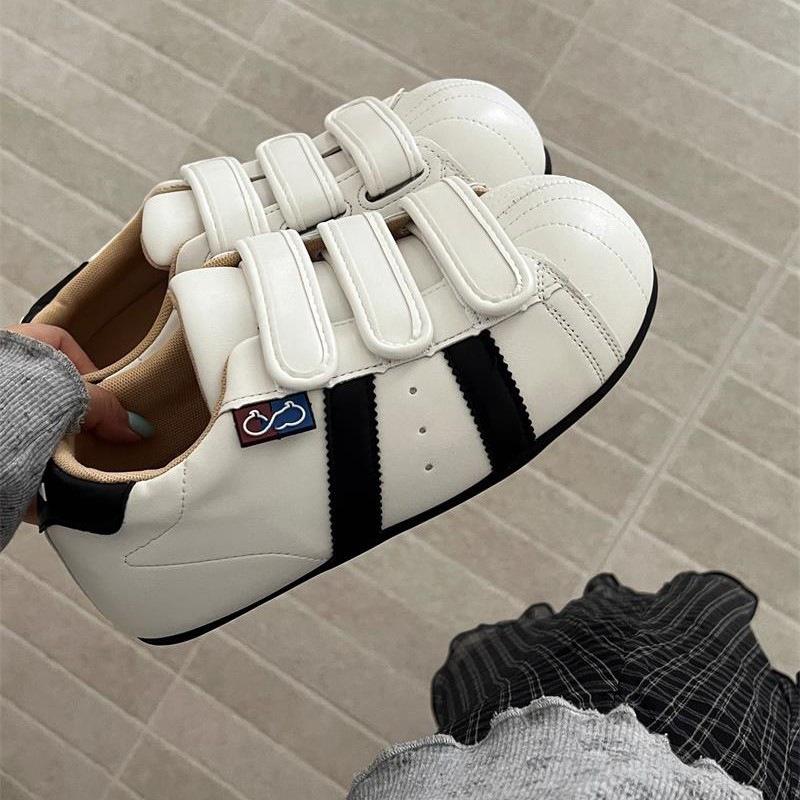 New Velcro Dexun Bread Little White Shoes Women's 2025 Autumn Student Versatile Skirt Shell Head Board Shoes Tide