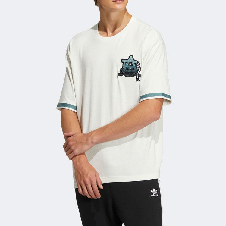 Adidas Logo Print Crew Neck Short Sleeve T-Shirt Unisex Tops White HS2016