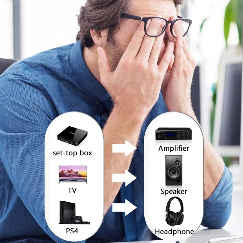 VAORLO Digital To Analog 3.5mm Audio Coaxial Converter Fot TV Headphone PS4 Spdif To RCA Audio Decoder USB Power Supply