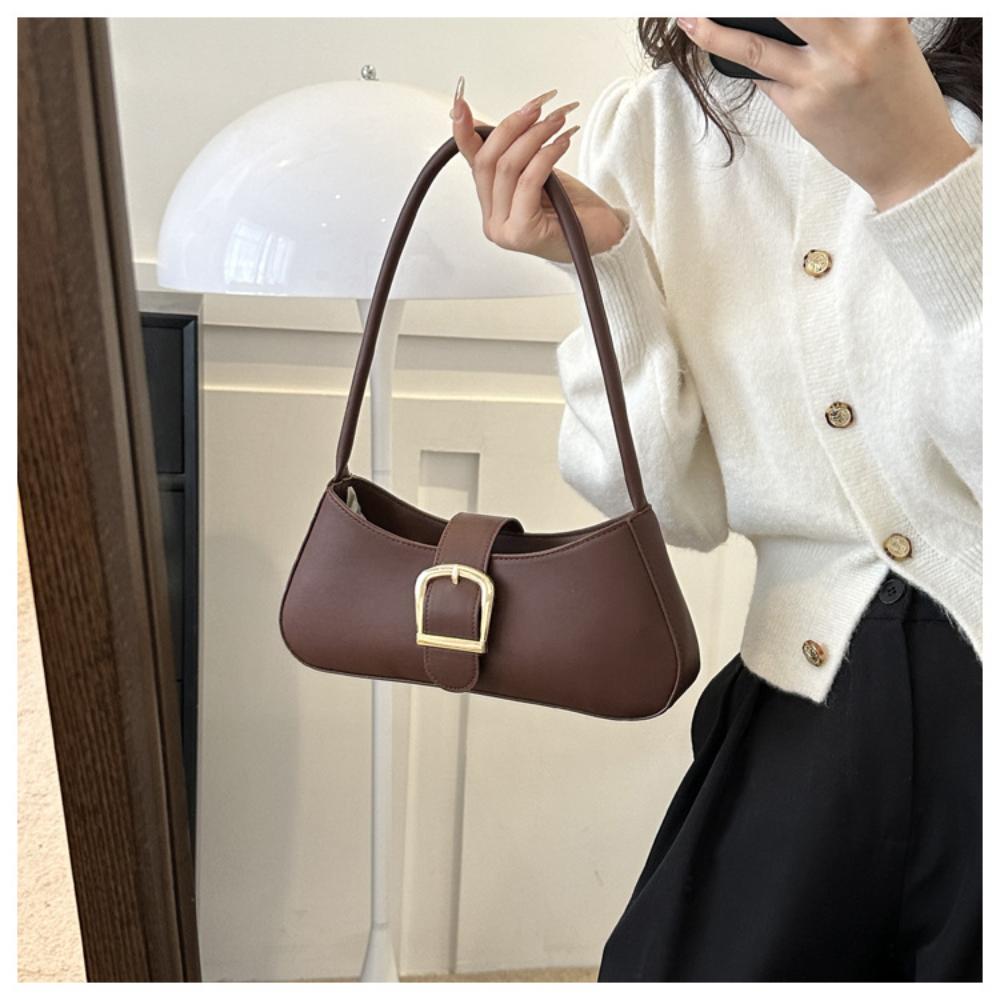 Shoulder Bag Smooth French Bag Underarm Bag Ergomic Pu Leather Handbag For Shopping Daily Use Office