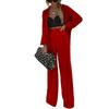 Casual Long Sleeve Tshirt and Pants Two Piece Set Women Femme Elegant Solid Full Length Pant & Coat Suit Sets