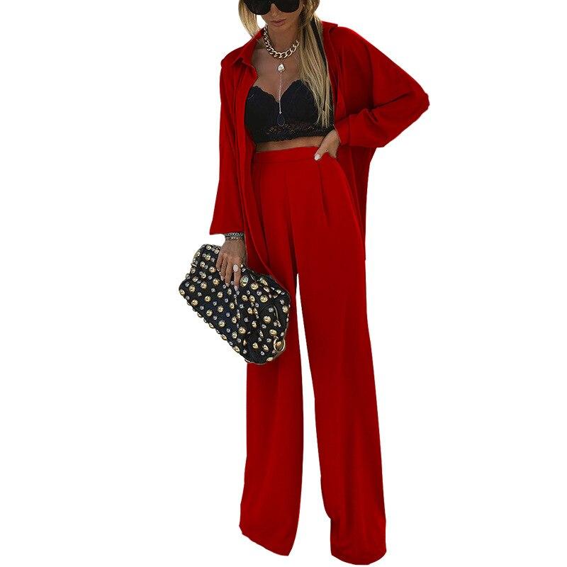 Casual Long Sleeve Tshirt and Pants Two Piece Set Women Femme Elegant Solid Full Length Pant & Coat Suit Sets
