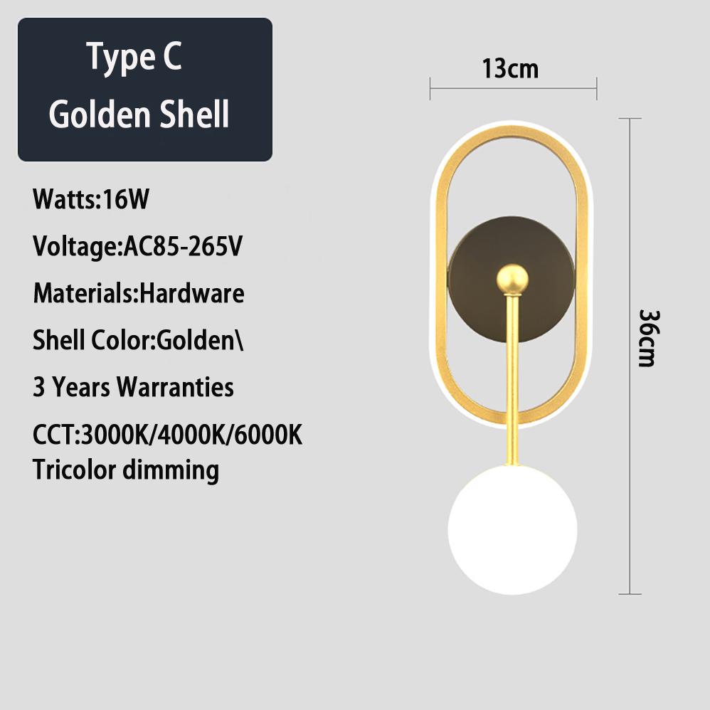 Indoor LED Wall Lamp AC85-265V 5 Types Black Golden Shell Modern Simplicity Indoor Wall Lamps with High Brightness LED Lighting