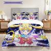 Süßes Cartoon-Thema Sailor Moon Tsukino Usagi Cartoon bequemer Heim-Bettbezug und Kissenbezug (1 * Bettbezug + 2 * Kissenbezug, ohne Füllung)A2