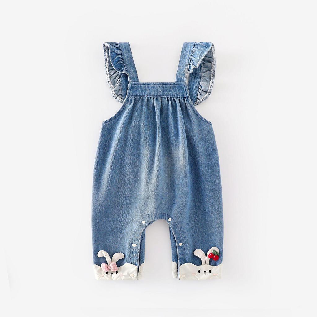 2025 Autumn Baby Denim Romper: Fashionable Korean-Style Rabbit Overalls
