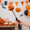 Warm Yellow LED Light Halloween Party Glow Stick for Kids, Spooky Pumpkin Ghost Lighted Up Rod with Spring Holiday Favors No Flame
