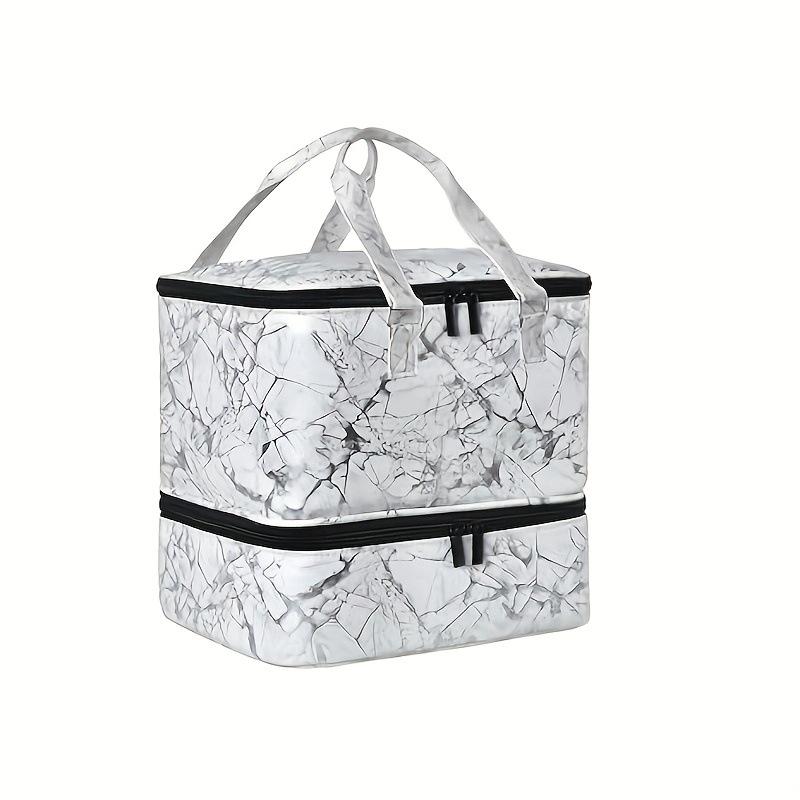 Elegant Travel Makeup Bag: Double-Layer Nail Polish Storage for 42 Bottles