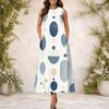 Women Plus Size Round Neck Sleeveless Geometric Printed A Line Long Dress With Side Pockets