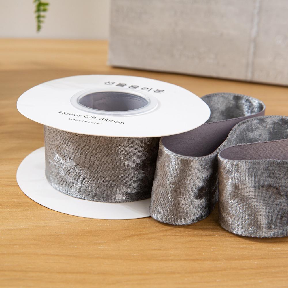 Бархатная лента с проволокой, 3,8 см шириной, мятый бархат, 5 ярдов в длину, односторонняя бархатная лента, лента для упаковки подарков L серый