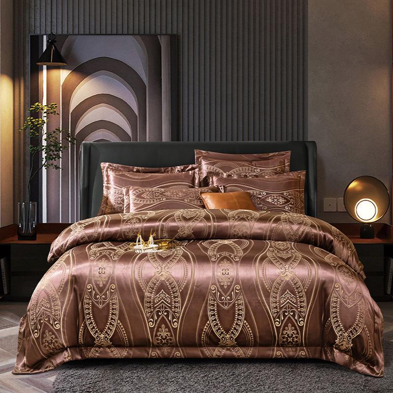 European Cotton Sateen Jacquard 4-Piece Skin-Friendly Bedding Set