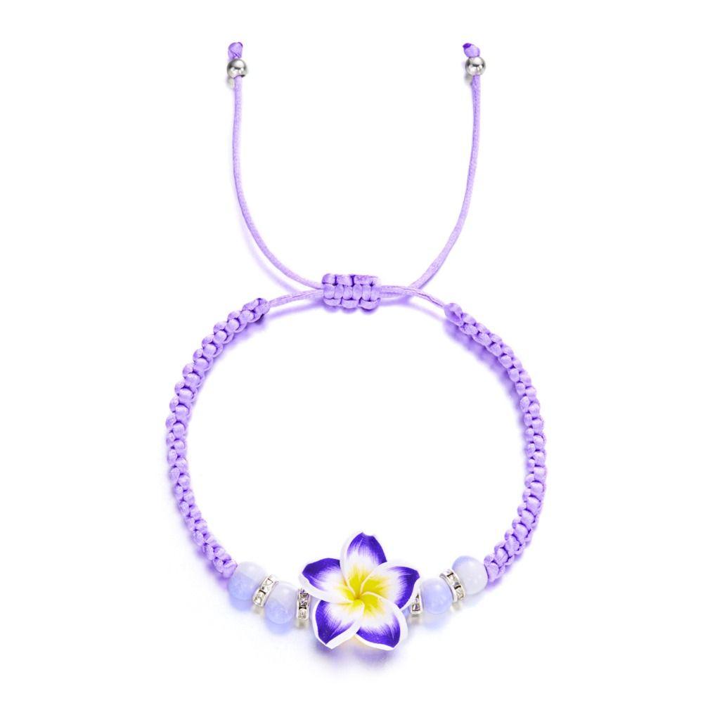 Boho Flower Bracelet Beads Egg Flower Bangle Fashion Polymer Clay Braid Rope Bracelet Women