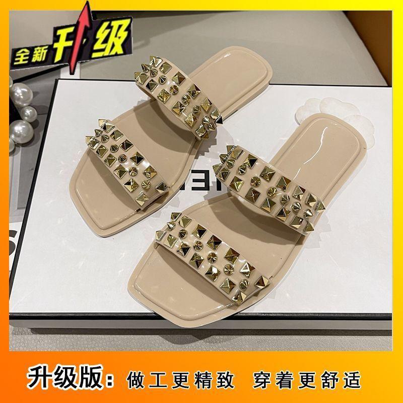 French temperament willow nails high sense women's cool slippers 2025 summer new wear versatile word with sandals women
