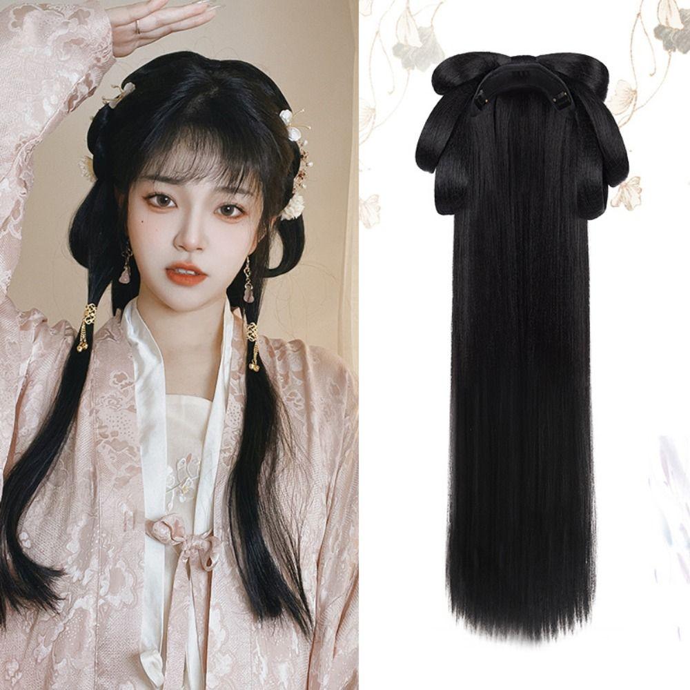 Μακριά Περούκα Hanfu Τσιμπιδάκι Κεφαλής Vintage Αξεσουάρ Κεφαλής Hanfu Cosplay Τούφες Μαλλιών Αρχαία Κινέζικη Περούκα Γυναίκες
