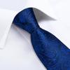 Luxuriöses Paisley-Krawatten-Set für Herren, Seidengewebte Krawatten, Einstecktuch, Manschettenknöpfe, Metall-Silber-Krawattenklammer