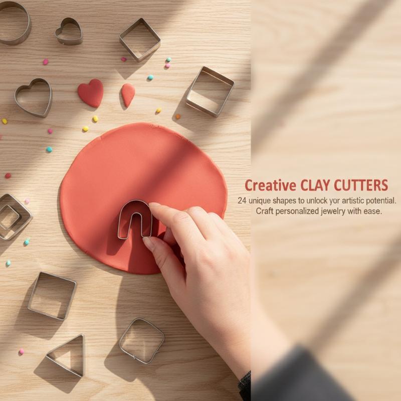 Polymer Clay Earrings Cutters 18 21 24 Pieces Geometric Mould Set for DIY Handmade Jewelry Baking Crafters Gift