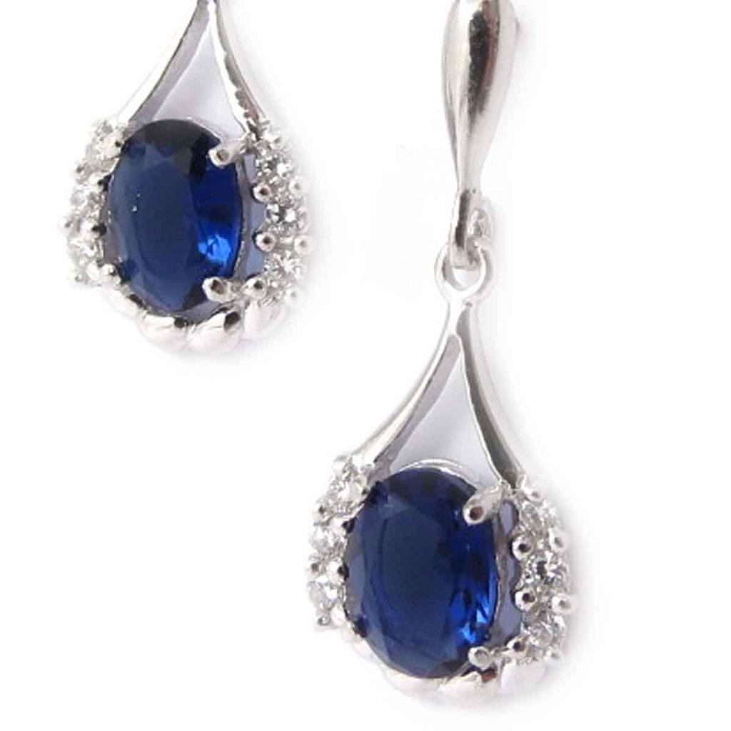 Les Trésors De Lily [J8741] - Silver Earrings 'Angélique' Silver-white Sapphire (rhodium-plated) - 24x10 Mm