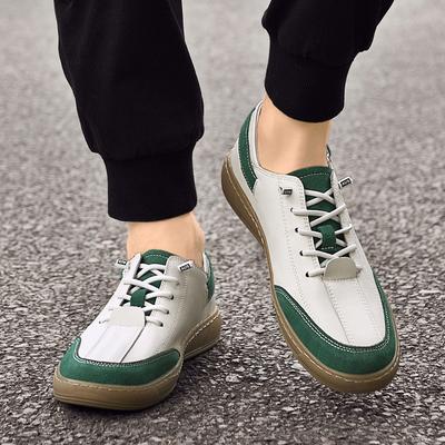 Spring Fashion New Men Outdoor Lacing Comfortable Casual Shoes Trendy Youth Simple Genuine Leather Casual Breathable Board Shoes