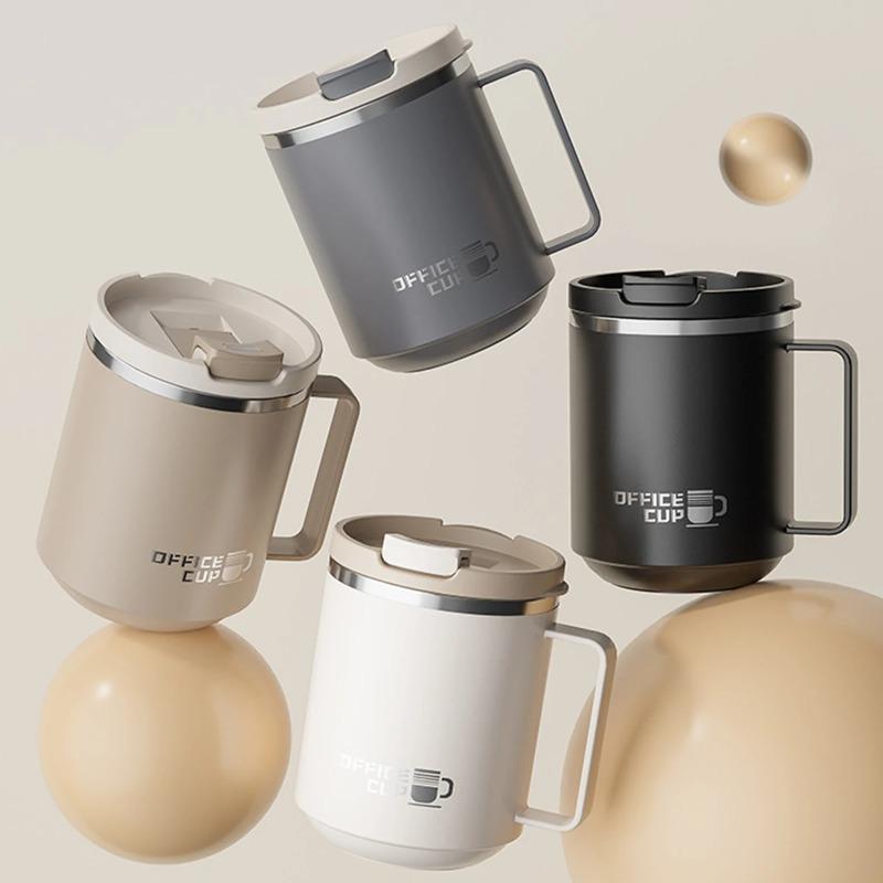 Double Wall Insulated 304 Stainless Steel Coffee Mug, Leak-Proof Travel Cup with Handle for Adults and Students