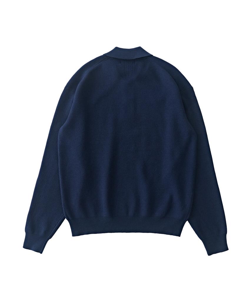 ANALOG MOOD Hachi Button-Up Collar Knit (Navy)